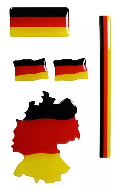 Lot de 5 autocollants décoratifs 3D drapeau Allemagne pour voiture moto