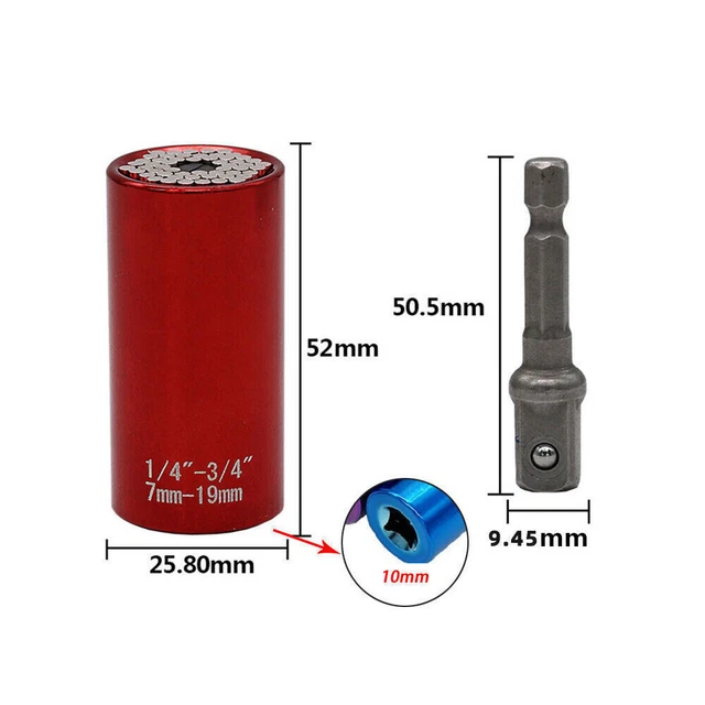 For Red Dog Socket AS-SEEN-ON-TV w/ Bonus Drill Adapter Use with Most Socket