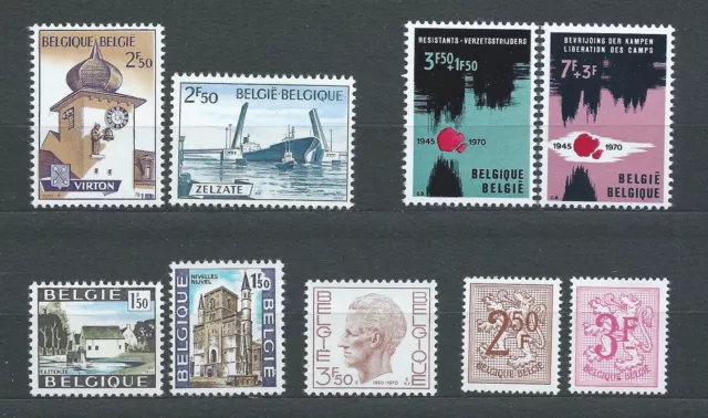 BELGIË BELGIQUE - 1970 YT 1537 à 1545 - TIMBRES NEUFS** MNH LUXE