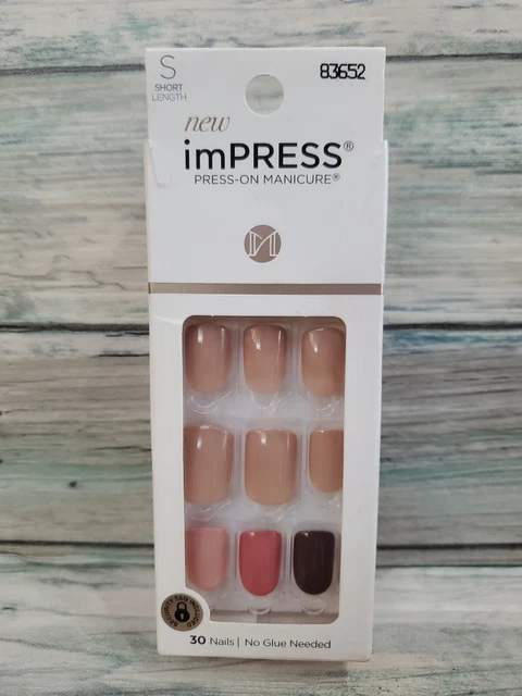 KISS IMPRESS NAILS PRESS ON SHORT Shiny Brown Earth Accents