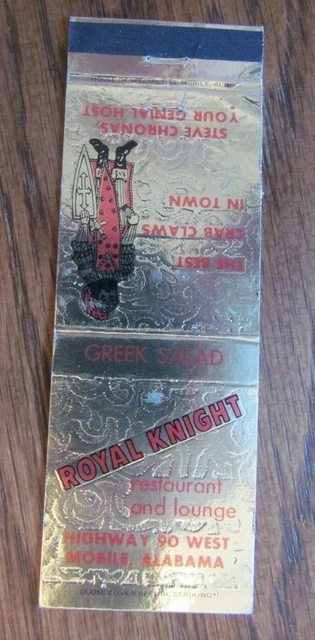 Knight On Matchbook Matchcover: Royal Knight Restaurant (Mobile, Alabama) -E13 2