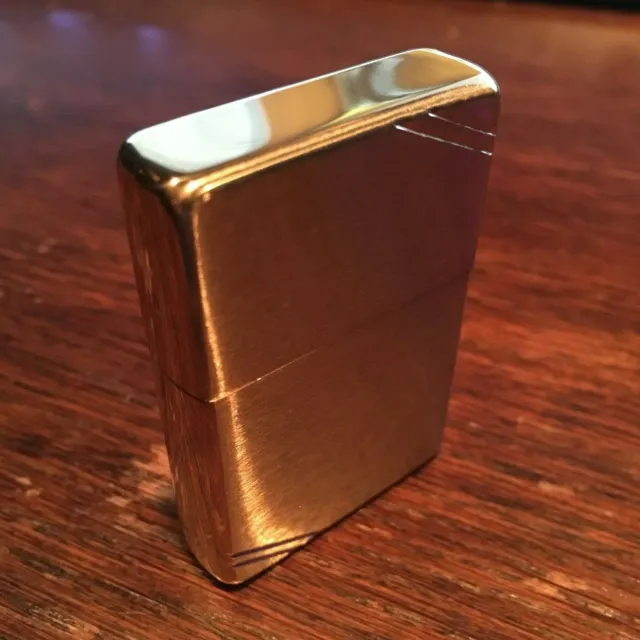 Genuine Zippo brushed brass slashes windproof Lighter CASE ONLY No Insert/Box 3
