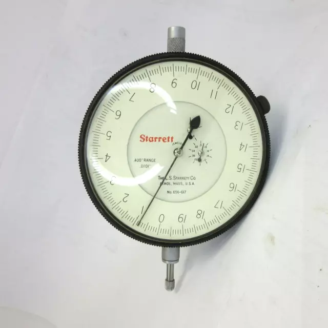 Starrett .400" RANGE .0001 Dial Indicator No. 656-617 - 3.5" Face Jeweled