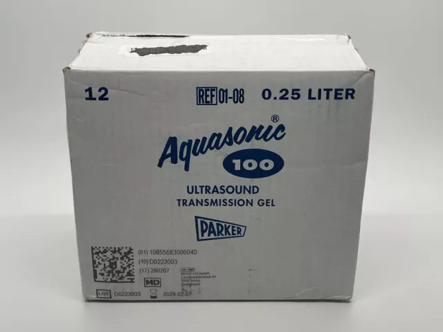 Case of 12 Aquasonic Clear Ultrasound Gel 0.25 liter (8.5 oz) Bottles Exp. 2028