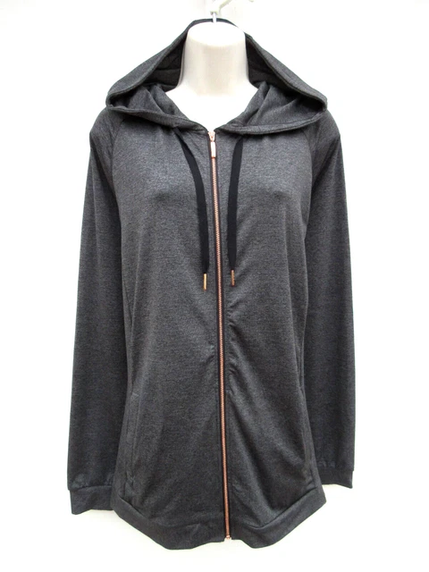 F&F - Giacca top con cappuccio da donna grigio scuro mix morbida con cerniera - taglia XL