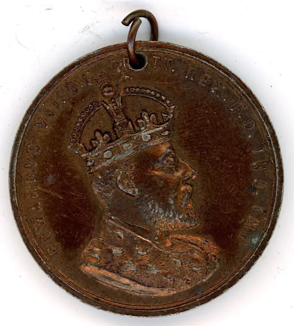 Antique toned white metal medal King Edward VII 1902 Coronation