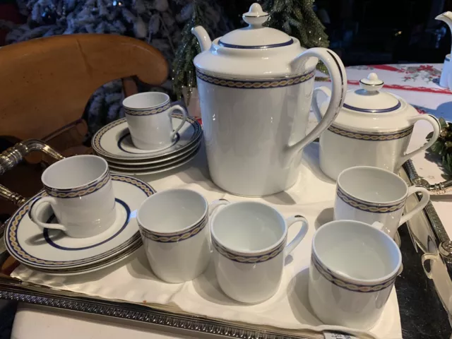 Service à Café Vintage Bernardaud Cythère Bleu 6 Tasses  Bernardeau