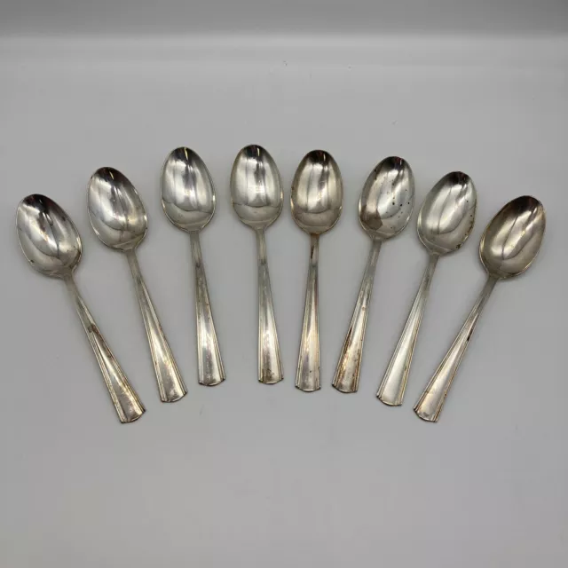 Vintage Victor S. Silver Co. A1+ Silver Overlay IS Large Dinner Spoons 8-Piece