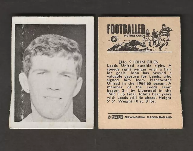 JOHNNY GILES LEEDS UNITED & REPUBLIC of IRELAND A&BC 1966 PAIRS FOOTBALL CARD