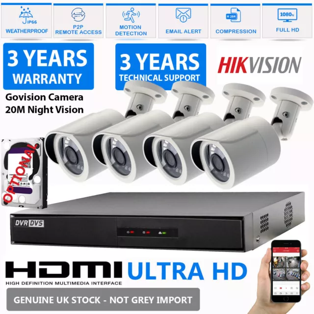 Hikvision Cctv Full Hd 1080P 2.4Mp Nightvision Outdoor Dvr Home Security Uhd Kit