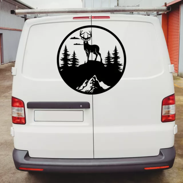 Car Stickers Deer Forest Circle Decal Vinyl Camper Van Window Motorhome