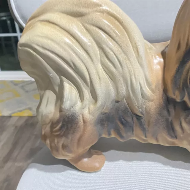 Vintage Crest Mold Ceramic Hand Painted Large Pekingese Dog Puppy Figurine 3
