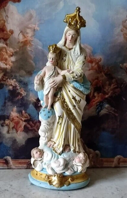 STATUE NOTRE DAME Des Victoires Vierge Marie En Platre Old Our Lady Of ...