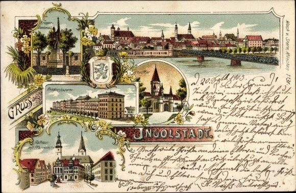 Wappen Litho Ingolstadt an der Donau Oberbayern, Kriegerdenkmal,... - 2782810