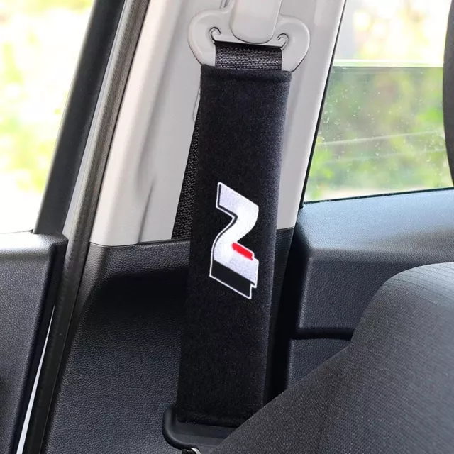 2Pcs Hyundai N Performance Shoulder Pad Cover Protector Seat Belt Cotton Black