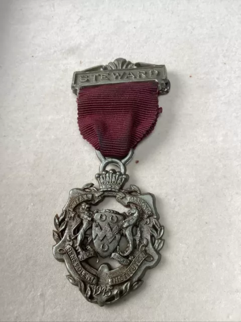 Steward Royal Masonic Benevolent Institution 1945 Medal - Collectable