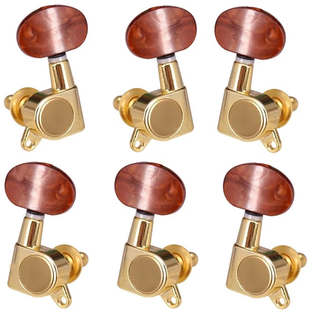 6 Piroli Singoli Per Chitarra Classica – Accordatori Con Meccaniche Metalliche, Argento Con Manici Colorati - 3