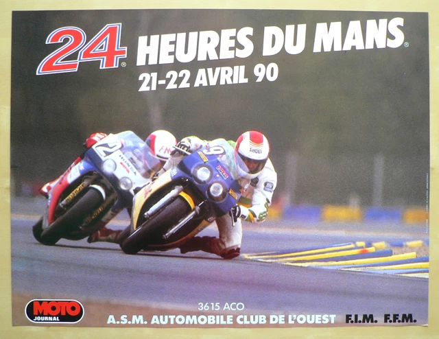 Affiche Officielle 24 Heures Du Mans Moto 1988 – 50x33 Cm – État Correct