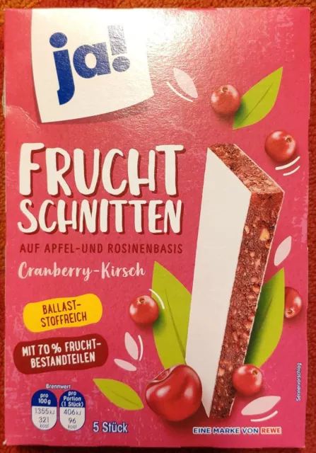 ja! Fruchtschnitten Cranberry Kirsch 2x150g MHD:04.03.2024!