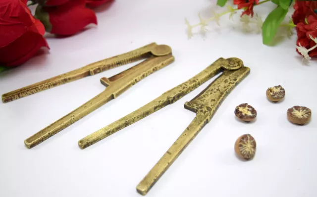 Unique Collectible Exotic Brass Betel Nut Cracker Pair Old Usage tool.i12-177