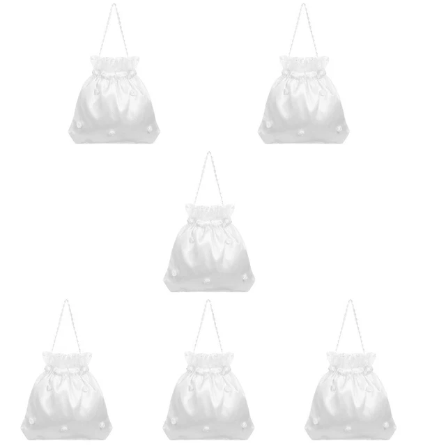6x Dolly Bag Decorated White Bridesmaid Handbag Dolly Bag for Wedding