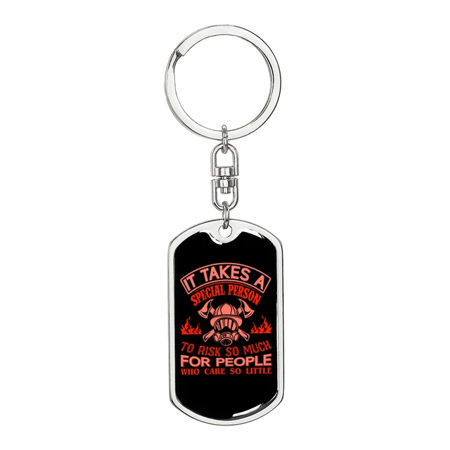To Risk For People Keychain Stainless Steel or 18k Gold Dog Tag Keyring