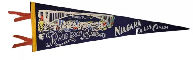 Niagara Falls Canada Souvenir Felt Pennant Rainbow Bridge Vintage 50's