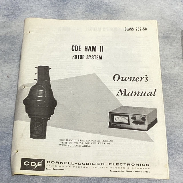 Manuel D'origine CDE Ham II - Système Rotor (Bon état)