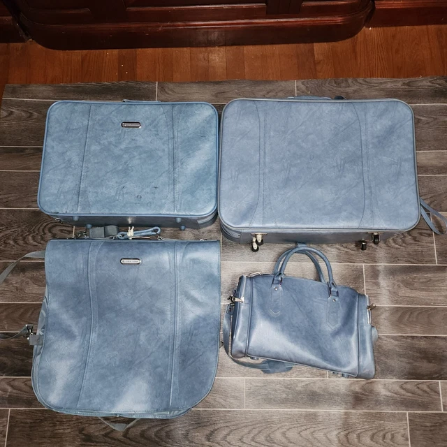 VINTAGE BLUE AMERICAN Tourister Luggage Set Soft 4 Pieces Garment Bag