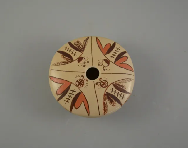 Elva L Nampeyo - Vintage Hopi Tewa Seed Pot - Polychrome 4 Moths - 3 5/8" 2