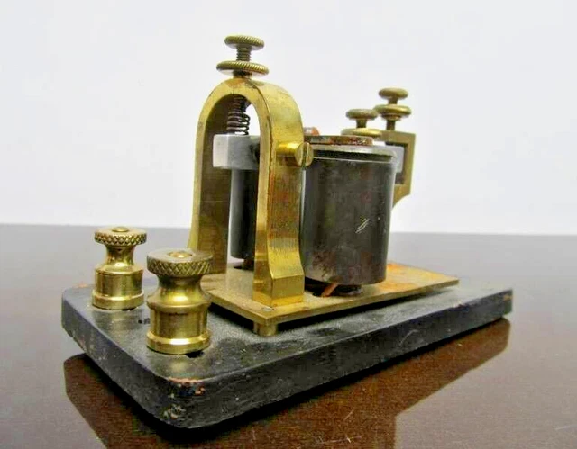 Antique Late 1800s J.H. Bunnell Co Brass Railroad Morse Code Sounder Receiver