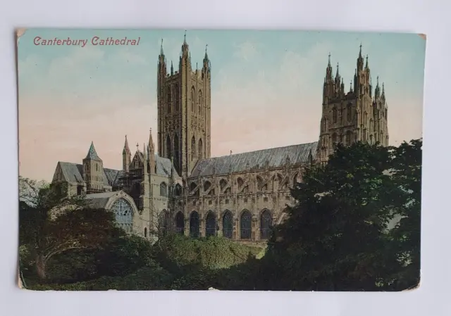 Vintage Unposted Valentines Series Postcard - Canterbury Cathedral  (b)