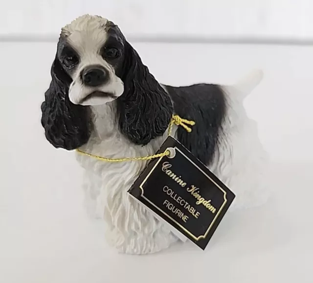 Canine Kingdom Black White Cocker Spaniel Figurine 3.5” X 3”  NWT