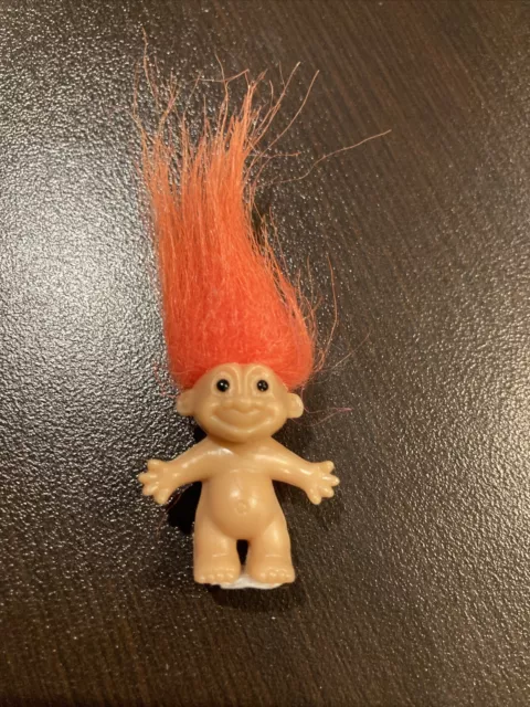 Vintage RUSS Orange Hair Troll Doll Tiny Small Mini Miniature 1" EUC