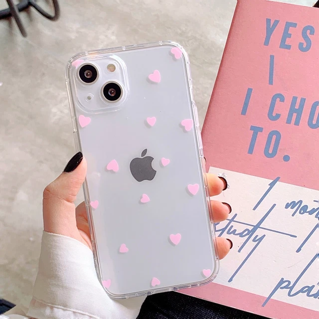 For iPhone 14 Pro Max 11 12 13 XR 7 Cute Fresh Color Heart Clear Soft Phone Case