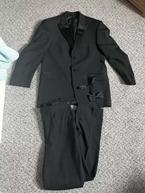 Mens Moss Bros Black Wool Blend Dinner Evening Suit Tuxedo  Jacket 40R W34R
