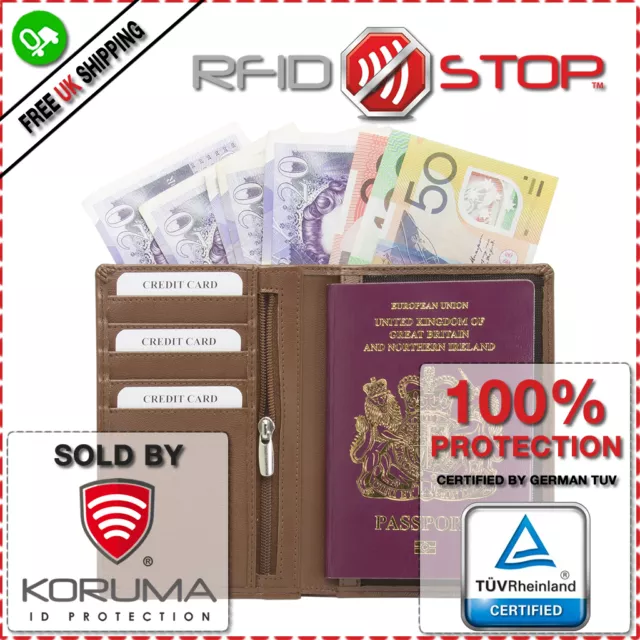 RFID Blocking Travel Wallet Protector Biometric Passport Card Document Holder