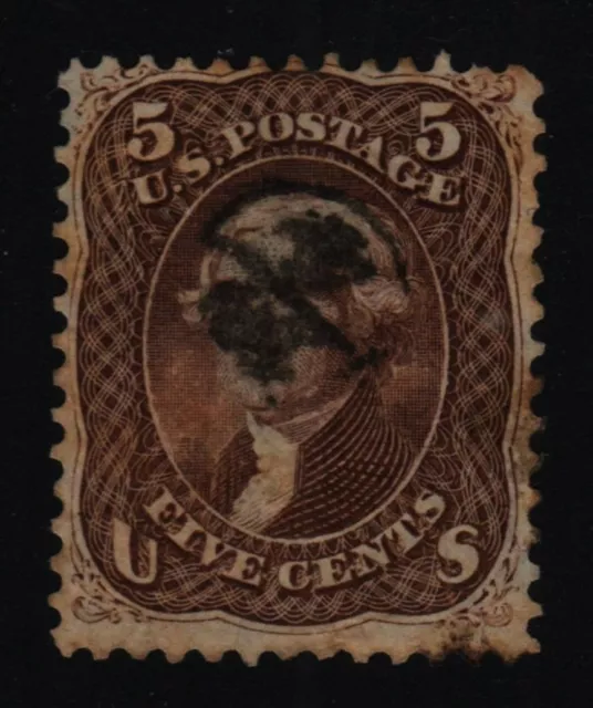 1863 Jefferson Sc 76 used 5c brown single CV $125