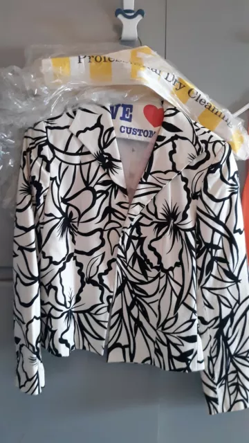 Harve Benard Open Jacket Black & White Abstract  Print ~ Size 8