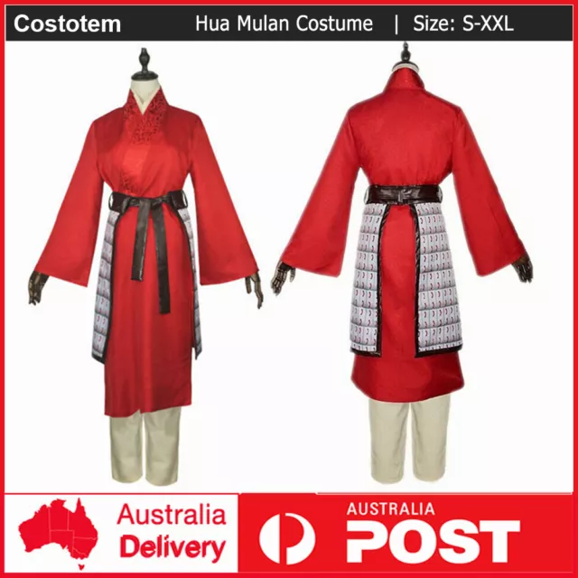 Women Hua Mulan Cosplay Costume Halloween Party Fancy Dress Up Full Outfits Set