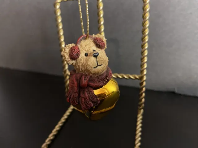 Longaberger Boyd's Bear Christmas Jingle Bell Ornaments Red Gold