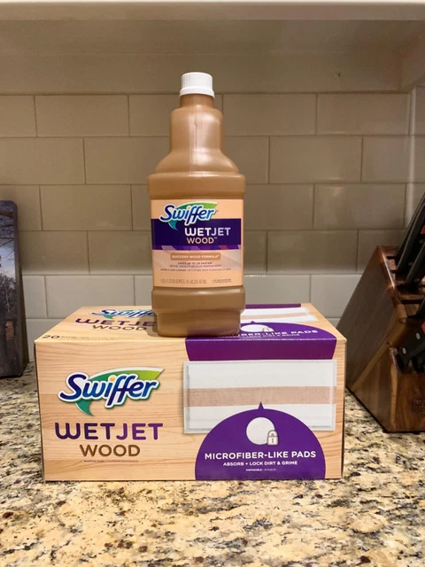 Swiffer Wetjet Wood Floor Mopping & Cleaning Refill Bundle, 20 Pads, 1 Solution