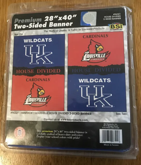 Kentucky/Louisville 2-Sided 28 x 40 inch House Divided Banner*FREE SHIPPING
