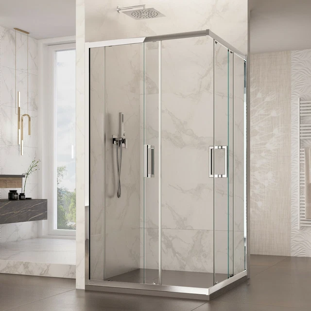 Box Doccia Rettangolare 90x100 Cm - Ante In Cristallo Temperato 6 Mm, Struttura Alluminio, Scorrevoli - Foto 4