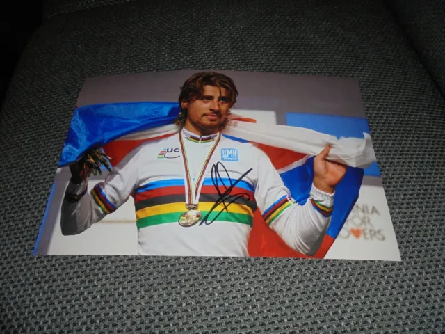 PETER SAGAN # WORLD CHAMPION CYCLING - 12x8 PHOTOGRAPH ORIGINAL SIGNED