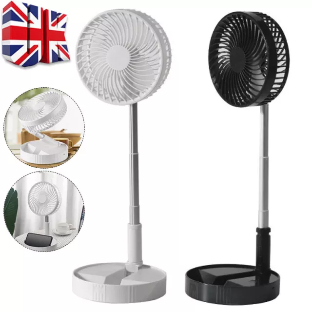 Cordless Telescopic Folding Fan Cooling Wireless Portable Rechargeable Fans UK