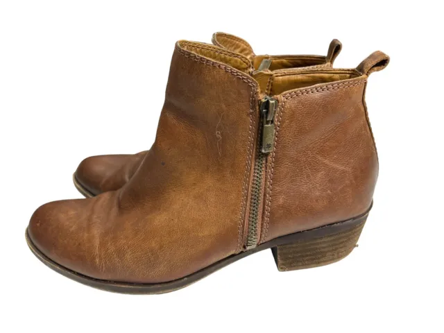 Lucky Brand Women's Basel Ankle Bootie Leather Boots Toffee Size 10M