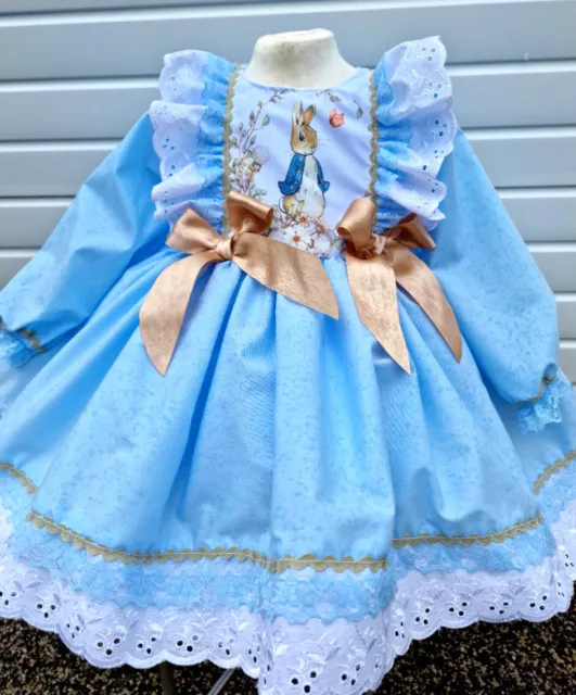 DREAM 0-8 years BABY GIRLS Peter Rabbit traditional romany twirly blue dress