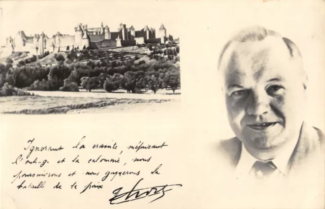 Cpa 11 Carcasonne Carte Photo De La Cite Et D'un Homme Politique