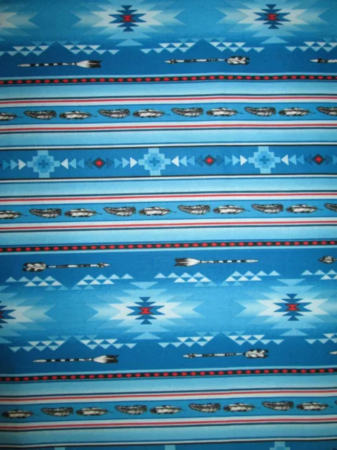 Navajo Native American Feather Arrow Blue Red Blk Print Cotton Fabric FQ